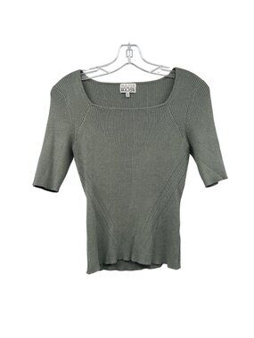 Major Label Group Short Sleeve Sweater Cut Out Back Ribbed Green Size Medium